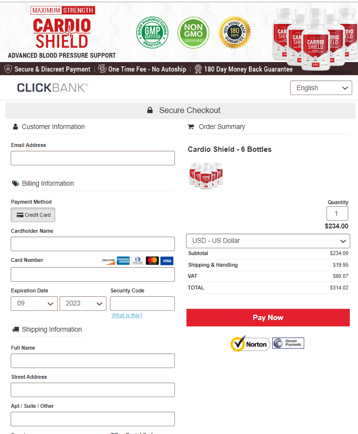 Cardio Shield Checkout Page